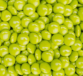 Chokoladelinser (100 g), assorterede, enkeltfarvede, grønne (som Smarties)