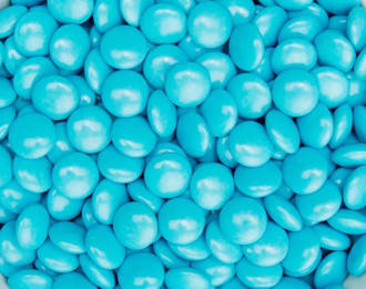 Chokoladelinser (100 g), assorterede, ensfarvede, turkis (som Smarties)