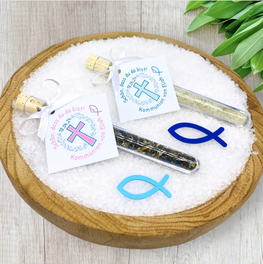 Wunderschöne Gastgeschenke zur Kommunion, Taufe, Konfirmation, Eukalyptus mit Kreuz
