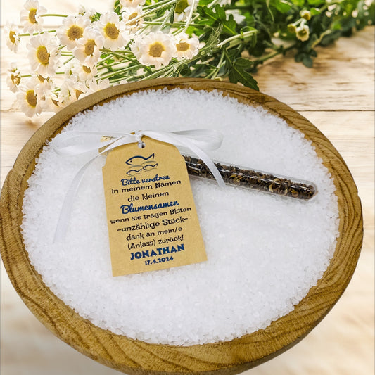 Baptism fish: Unique guest gift for baptism, communion, confirmation. Personalized with name, occasion and date.