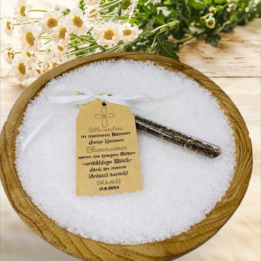 Eternal flowers: Unique guest gift for baptism, communion, confirmation. Personalized with name, occasion and date.