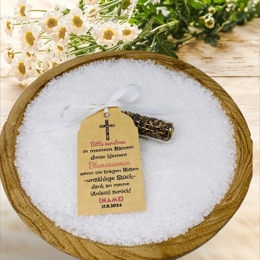 Eternal flowers: Unique guest gift for baptism, communion, confirmation. Personalized with name, occasion and date. *TOP*