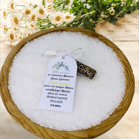 Eucalyptus decoration: Flowering seeds in a ship's jar: Personalized guest gift for your wedding