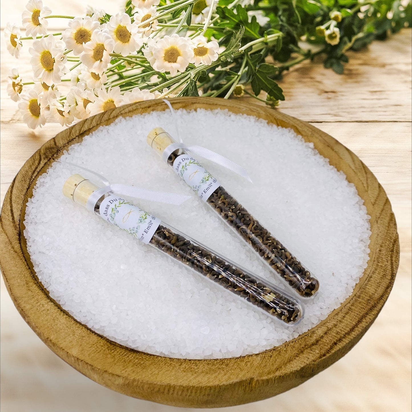 Elegantes Reagenzglas mit Hochwertigen Blumensamen als Naturverbundenes Gastgeschenk zur Taufe, Kommunion, Konfirmation, Hochzeit!