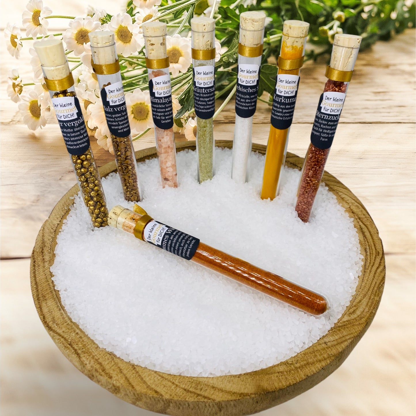 Gourmet test tubes as a gift or party favor: Exquisite variety for gourmets, chefs or kitchen lovers.