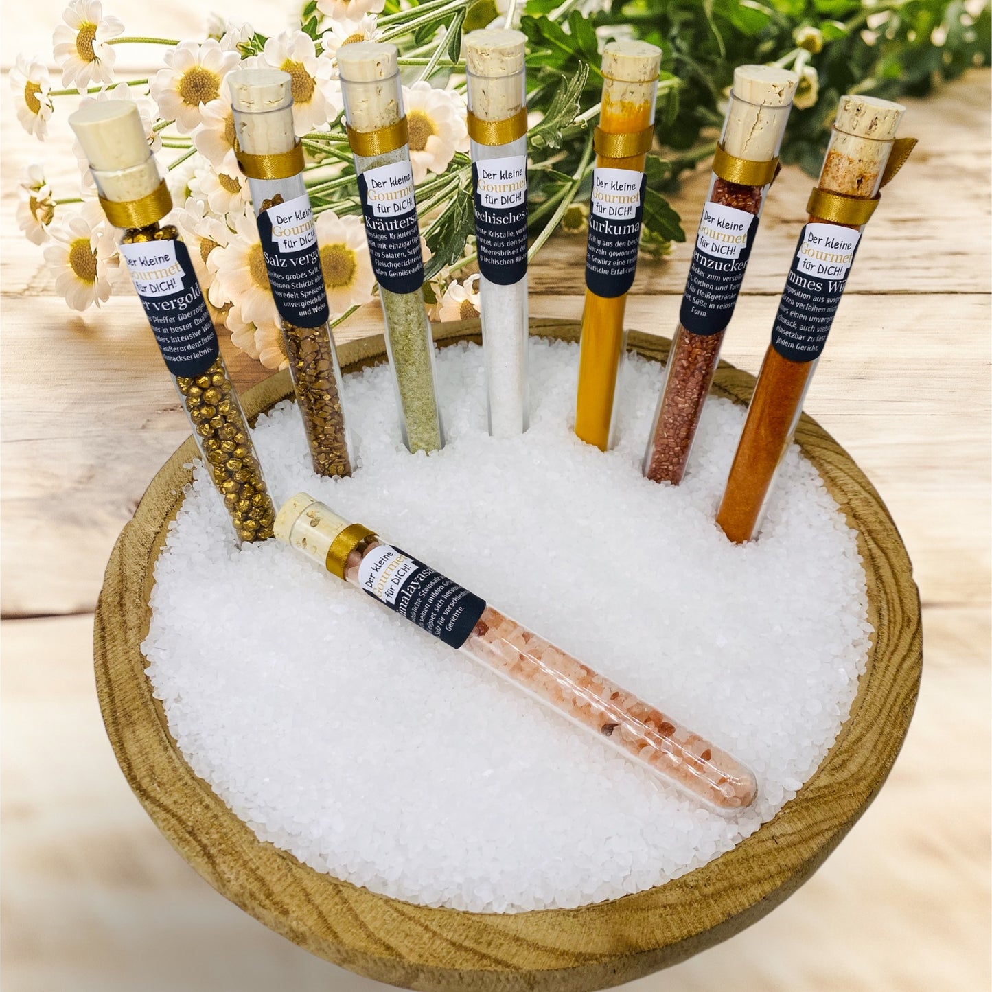 Gourmet test tubes as a gift or party favor: Exquisite variety for gourmets, chefs or kitchen lovers.