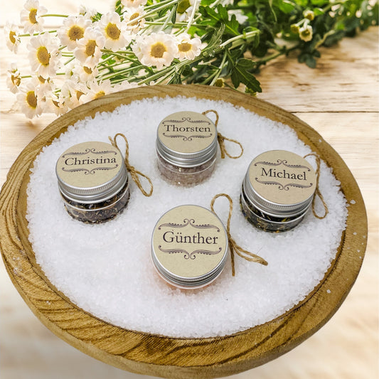 Unforgettable guest gifts: place cards with enjoyment – ​​personal jars for special moments! Wedding, baptism, communion, confirmation